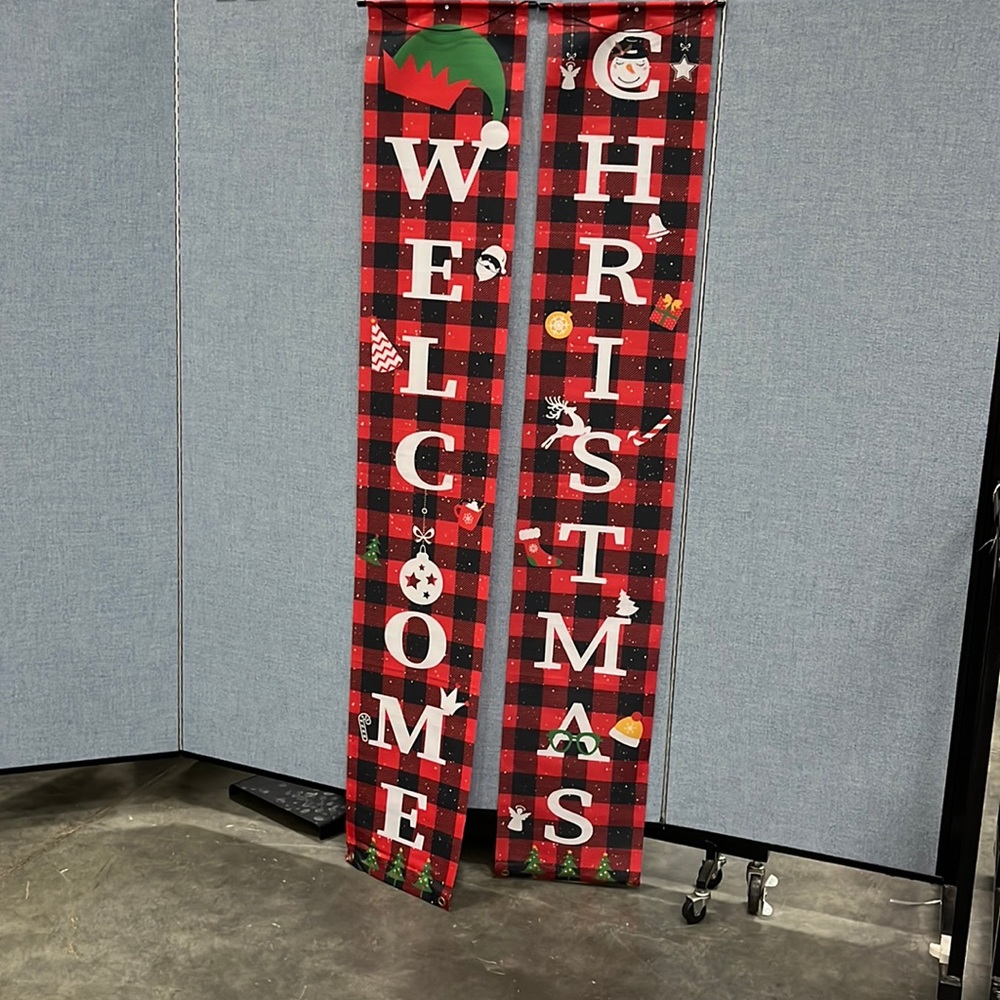 TWO 6 Ft. Door Christmas Banners - Picture 1 of 5